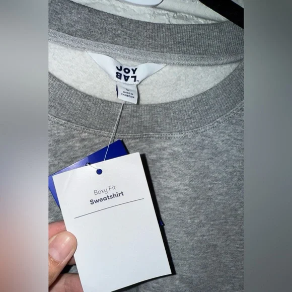 NWT JOYLAB Women's Fleece Cropped Crewneck  Sweatshirt Heathered Gray S L XL XXL - Picture 6 of 9